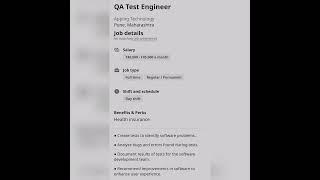 QA Test Engineer#fresher #experienced #youtubeshorts #getemployed #qajobs #qualityanalystjobs