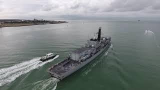 HMS KENT (F78) TYPE 23 FRIGATE. HMS NAVY SHIP  PORTSMOUTH DRONE DJI