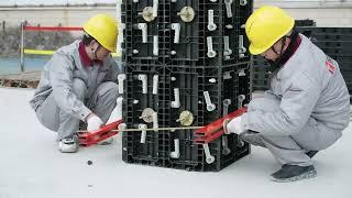 TECON Plastic Square Column Formwork Assembly and pouring test