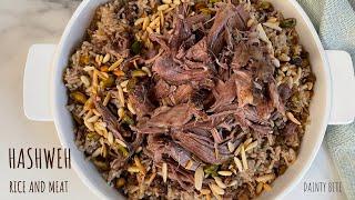 How to make Hashweh/ Lebanese rice and beef/ رز العزايم مع ترجمه بالعربيه