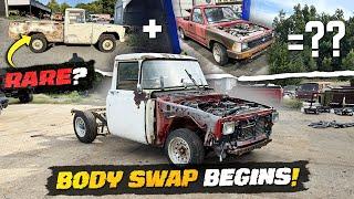 RARE 1967 Toyota Stout gets CUT UP! Can we combine it with a 1992 Toyota. Body Swap PT 1!!