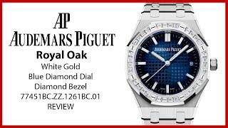 ▶ Audemars Piguet Royal Oak White Gold Blue Diamond Baguette Dial 77451BC.ZZ.1261BC.01 - REVIEW