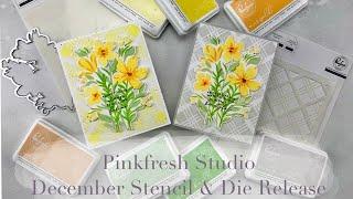 PinkFresh Studio December Release! Layering Stencils | Flowers Without Colouring!