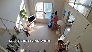 vlog_reset the living room_바뻐도 건강하게  먹고 일하며 소금이와 보내는  일상_구독자 도시농장 공구