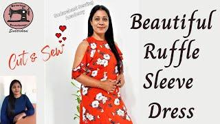 Frocks Pattern - Beautiful Ruffle Sleeve Dress , Cut & Sew