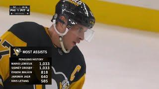 CROSBY ties LEMIEUX for most assists in Penguins history 