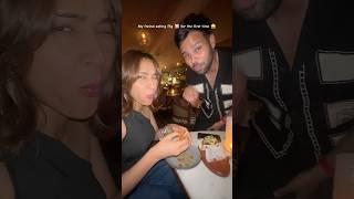 My Girl friend eating Pig  for the first time 