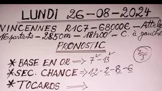 PRONOSTIC PMU QUINTÉ DU LUNDI 26/08/2024