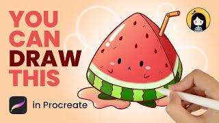 How to Draw a Cute Watermelon in Procreate | Easy Tutorial for Beginners | Cute Drawing Ideas