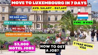  Luxembourg FREE Visa In 7 Days 2024 | How To Get a Job | 53,000 Hotel Jobs 