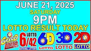 Lotto Result Today 9pm Draw June 21 2025 PCSO