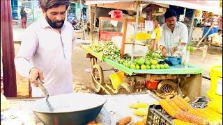 Pakistani most famous winter special Roasted corn || Pakistani street food