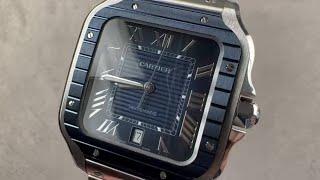 2022 Cartier Santos De Cartier Blue Bezel Large Model WSSA0048 Cartier Watch Review