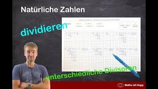 Schriftlich dividieren (Unterschiedliche Divisoren) - ohne Rest | Mathe mit Kopp