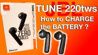 How to CHARGE the JBL TUNE 220tws wireless earbuds batteries 4K