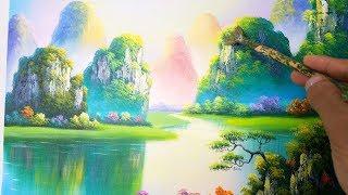 Dạy vẽ tranh phong cảnh sơn thủy. (Học vẽ tranh online miễn phí). Landcape painting. Mỹ Thuật Việt