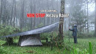 SOLO CAMPING HEAVY RAIN AND THUNDERSTORMS - RELAXING CAMPING WITH RAIN SOUNDS - ASMR