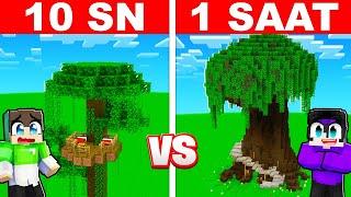 10 SANİYE vs 1 SAAT: AĞAÇ EV YAPI KAPIŞMASI!- Minecraft