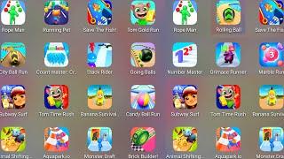 Subway Surf,Tom Time Rush,Aquapark.io,City Ball Run,Running Pet,Save The Fish,Number Master,Ball Guy