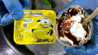 ASMR-Rastishka Fried Ice Cream Rolls. АСМР- Мороженое в родах с жёлтым йогуртом Растишка.