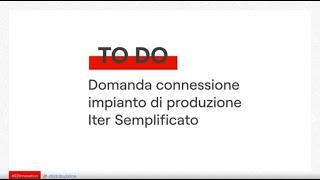 Domanda di connessione impianto produzione (Iter Semplificato)