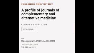 A profile of journals of complementary and alternative medicine  | RTCL.TV