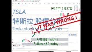 Analysis of TSLA Tesla stock price trend December 27, 2024 (Issue 831)