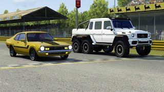 Ford Maverick Quadrijet 5.0 V8 GT vs Mercedes-Benz G-Class 6x6 AMG at Monza Full Course