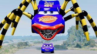 Epic escape from Lightning McQueen Spider Eater, Mater Eater,  Mack Robot Eater |BeamNG.Drive