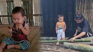 Full video of mother and daughter working and building a bamboo house when the girl was little
