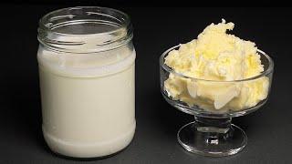 Homemade butter made from 1 glass of milk! Anyone can repeat this recipe