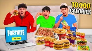 Brothers Eat 10,000 Calories While Playing Fortnite Challenge!