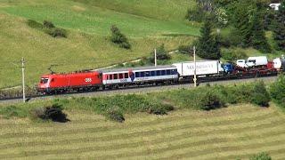 (IT/AT) Züge am Bahnhof Brenner/Brennero und Stafflach (Südseite)