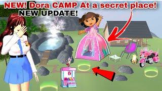 يوجد مخيم فستان دورا خلف المسبح There's New Dora Dress Camp Next to Pond in Sakura School Simulator