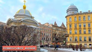 Walking tour along Dobrolyubov Avenue in St  Petersburg 4K