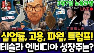 미국주식/김치부침개 쿡방 먹방/비농업고용? 파월?/테슬라 엔비디아 구글 애플 아마존 메타 마이크로소프트 팔란티어 아이온큐 리게티 SMCI 브로드컴 LLY등 $tsla #tesla