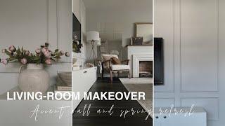 Living-room Makeover | DIY Accent Wall Picture Frame Moulding | Early Spring Decor Refresh 2024