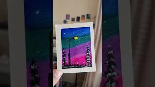 night lights and painted skies|easy painting idea|#art #painting #acrylicpainting