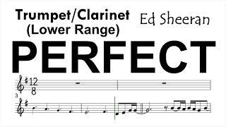 Perfect by Ed Sheeran Trumpet Clarinet Lower Range Sheet Music Backing Track Play Along Partitura