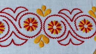 Hand embroidery new border line nakshi kantha stitch part 2,নকশীকাঁথা বর্ডার নকশা সেলাই পার্ট ২