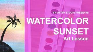 Watercolor Sunset Lesson for Kids