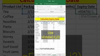 How to calculate Expiry Date of Products in Excel - Tips & Tricks from @todfodeducation