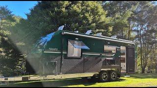 Rear Club lounge caravan - Tekapo model by InsideOutRV. British Green