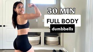 30 Min FULL BODY DUMBBELL WORKOUT at Home | Muscle Building