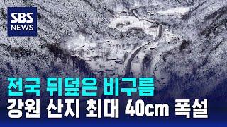 [날씨] 전국 뒤덮은 비구름…강원 산지 최대 40cm 폭설 / SBS