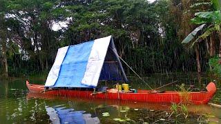 CAMPING DI TENGGAH DANAU,HUJAN GRIMIS MEMASAK SATE KEONG EMAS