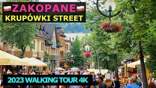 Zakopane Poland 2024: Packed Krupówki Street 4K Walking Tour Unlocked [CC]