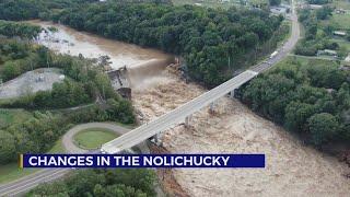 Nolichucky River changes after flooding from Hurricane Helene