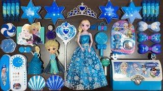 BLUE DISNEY PRINCESS FROZEN Elsa & Anna Slime | Mixing Random Things into Slime