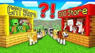 JJ's Family DOG Store vs Mikey's Family CAT Store Battle in Minecraft - Maizen